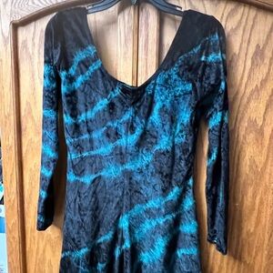 Y2K style Beautiful Black and Green Long Sleeved Velour Dress